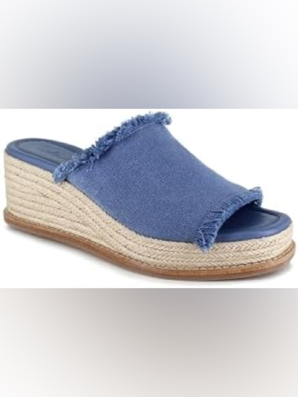 Speldid Light Blue Frayed Espadrille Mules